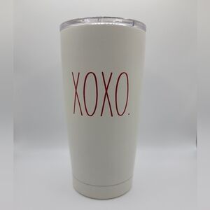 Rae Dunn Cream 17oz Tumbler with Red XOXO
